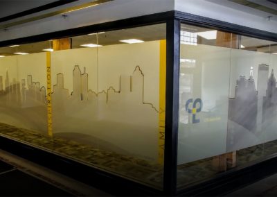 vinyl architectural graphics window glass installation perforated film