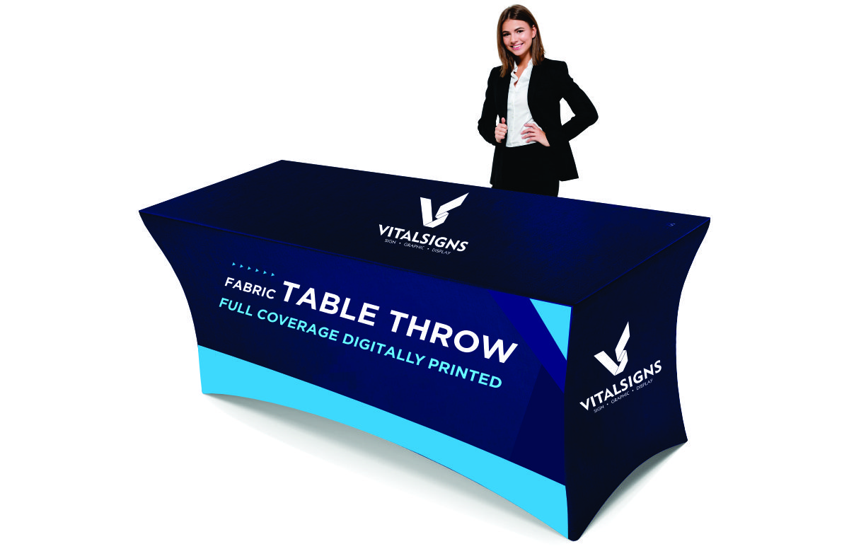 table throw skirt runner trade show event table